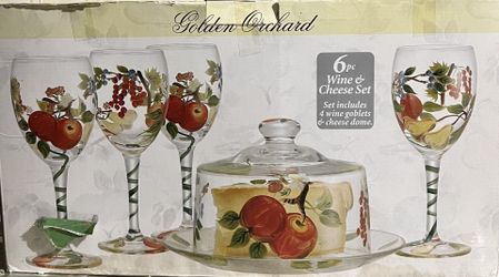 Vintage Golden Orchard Wine And Cheese Set