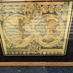 Vintage Gold Foil Map Of The World (1975)/Peter Schenk The Elder Planisphaerium Terrestre 