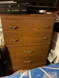 Vintage Wood Dresser with Brass Handles