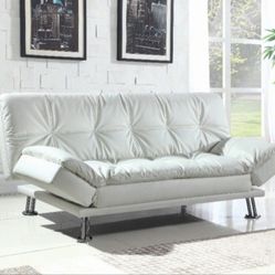 Brand New White Leatherette Futon Sofa Sleeper