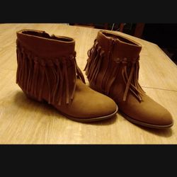 New, Never Worn Mia Brown Suede Look Fringe Boots