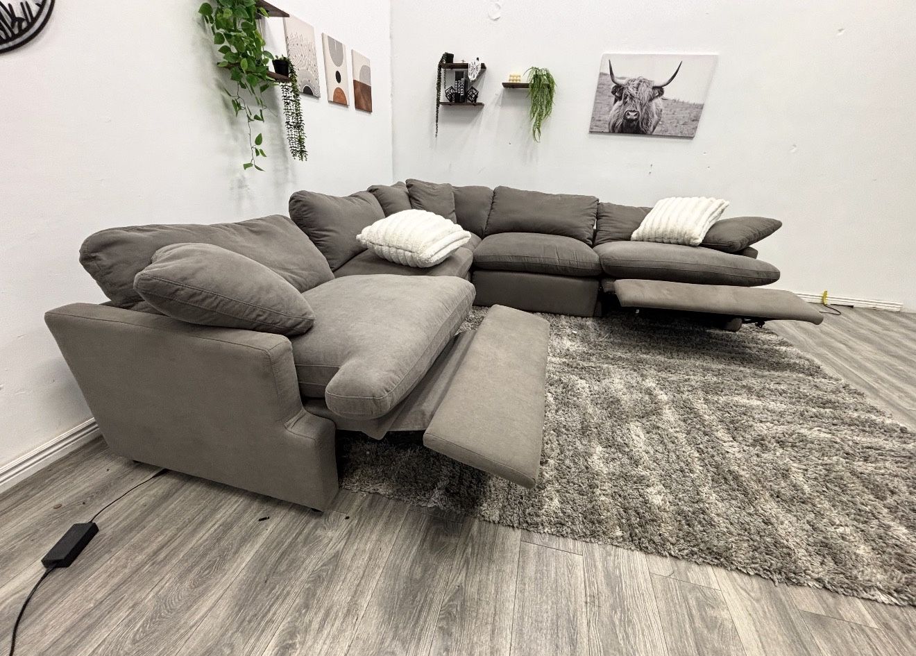 Grey Cloud Sectional Recliner Couch - Free Delivery 