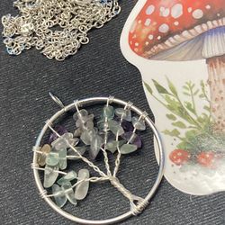 Crystal Wire Wrap Hand Crafted Tree Of Life Necklace