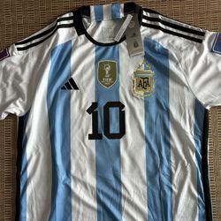 Argentina World Cup Victory Memorial Shirts With 3 Stars. No.10 Messi Printing