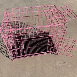 Pink Foldable Metal Dog Crate 