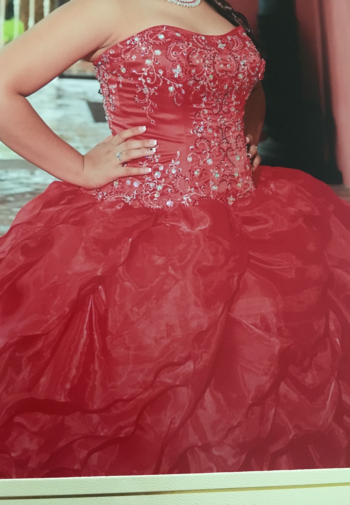Red Quinceanera dress