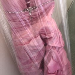 Pink Ruffled Long Dress