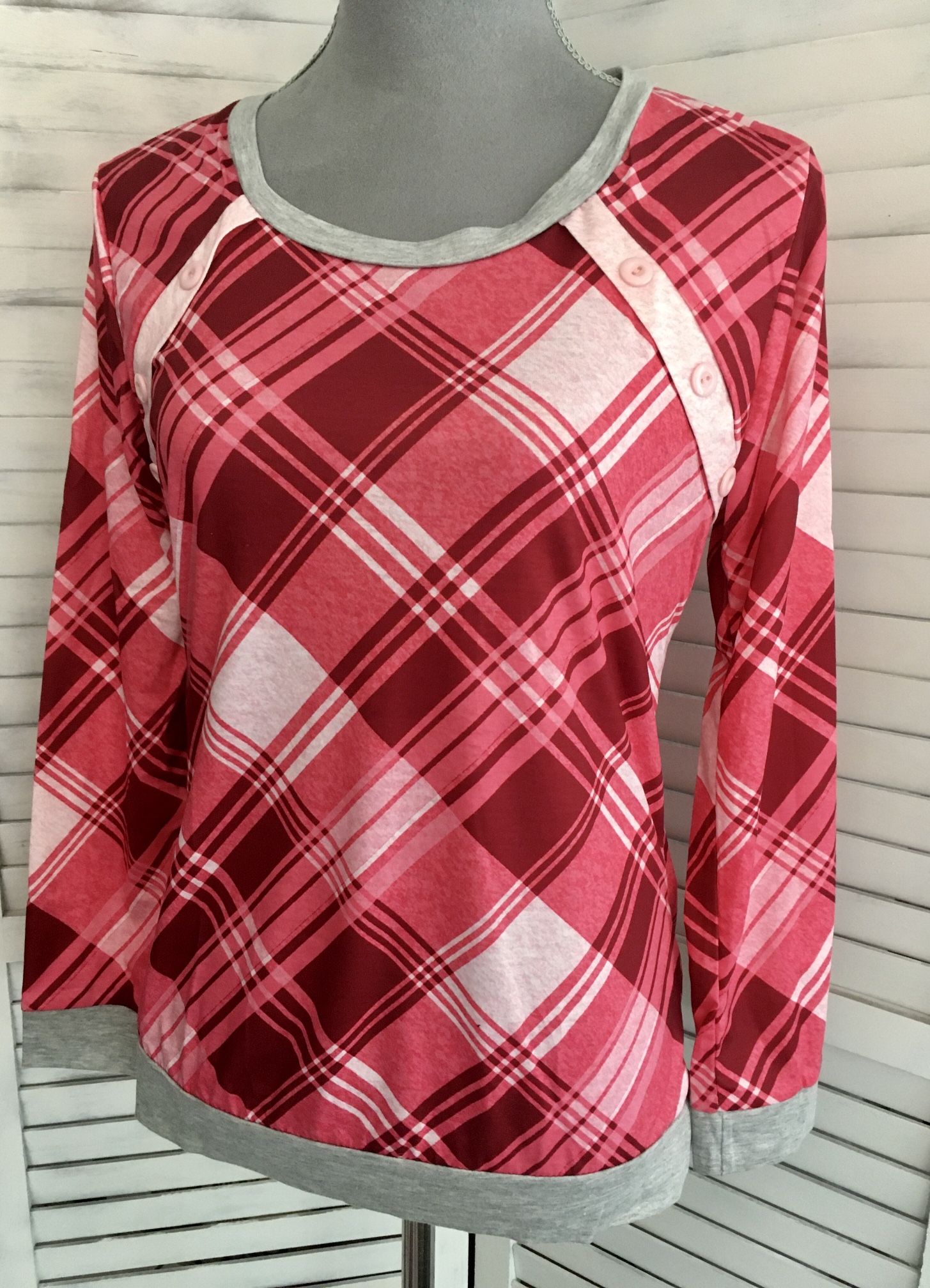 Red Plaid Top, Medium 