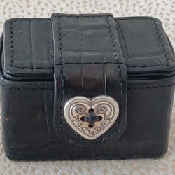 Brighton Black Leather Heart " PILL Box" Carrying Box