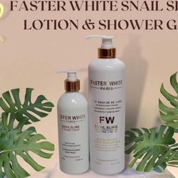 2pcs FASTER WHITE Paris SNAIL [SLIME] Super Whitening Body Lotion & Shower Gel