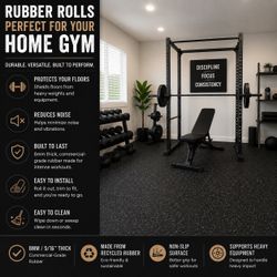 $160| 8mm Rubber Gym Flooring Rolls | Home & Garage Gym