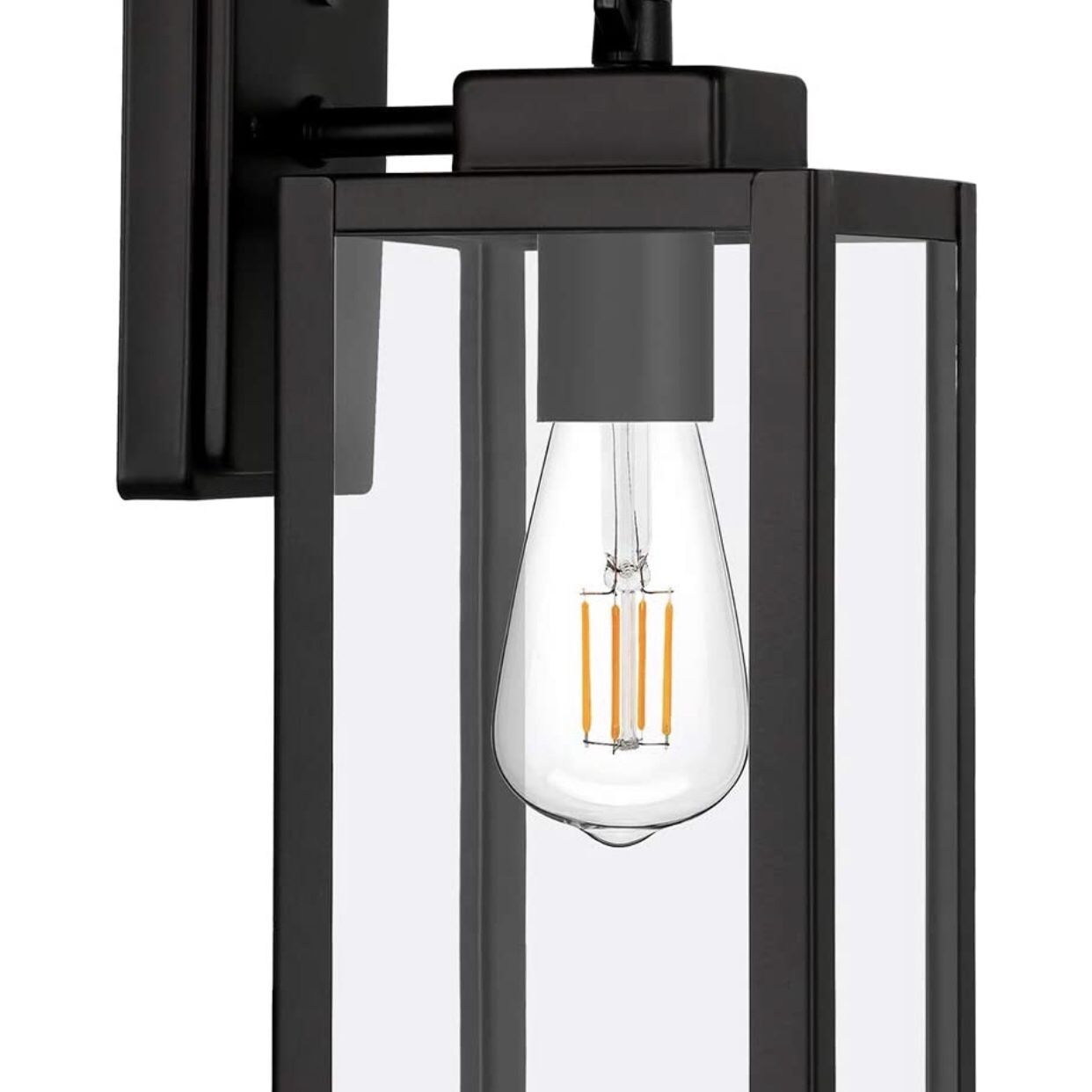 Dusk to Dawn Sensor Outdoor Wall Lantern, Exterior with LED Bulb, Wall Mount. Set of 2