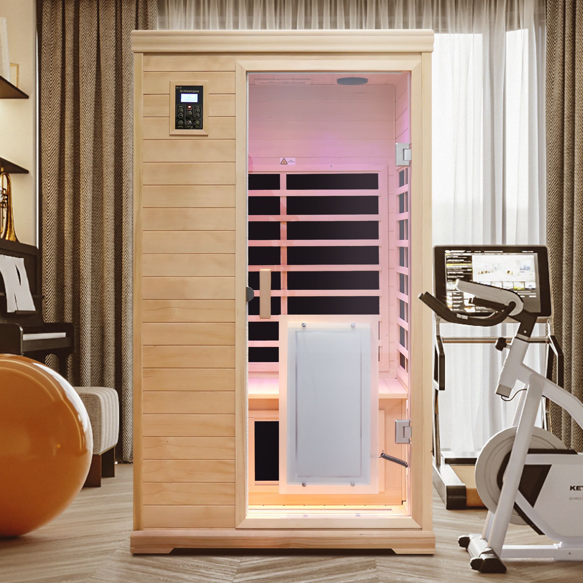 Two-person Far-infrared hemlock indoor sauna room