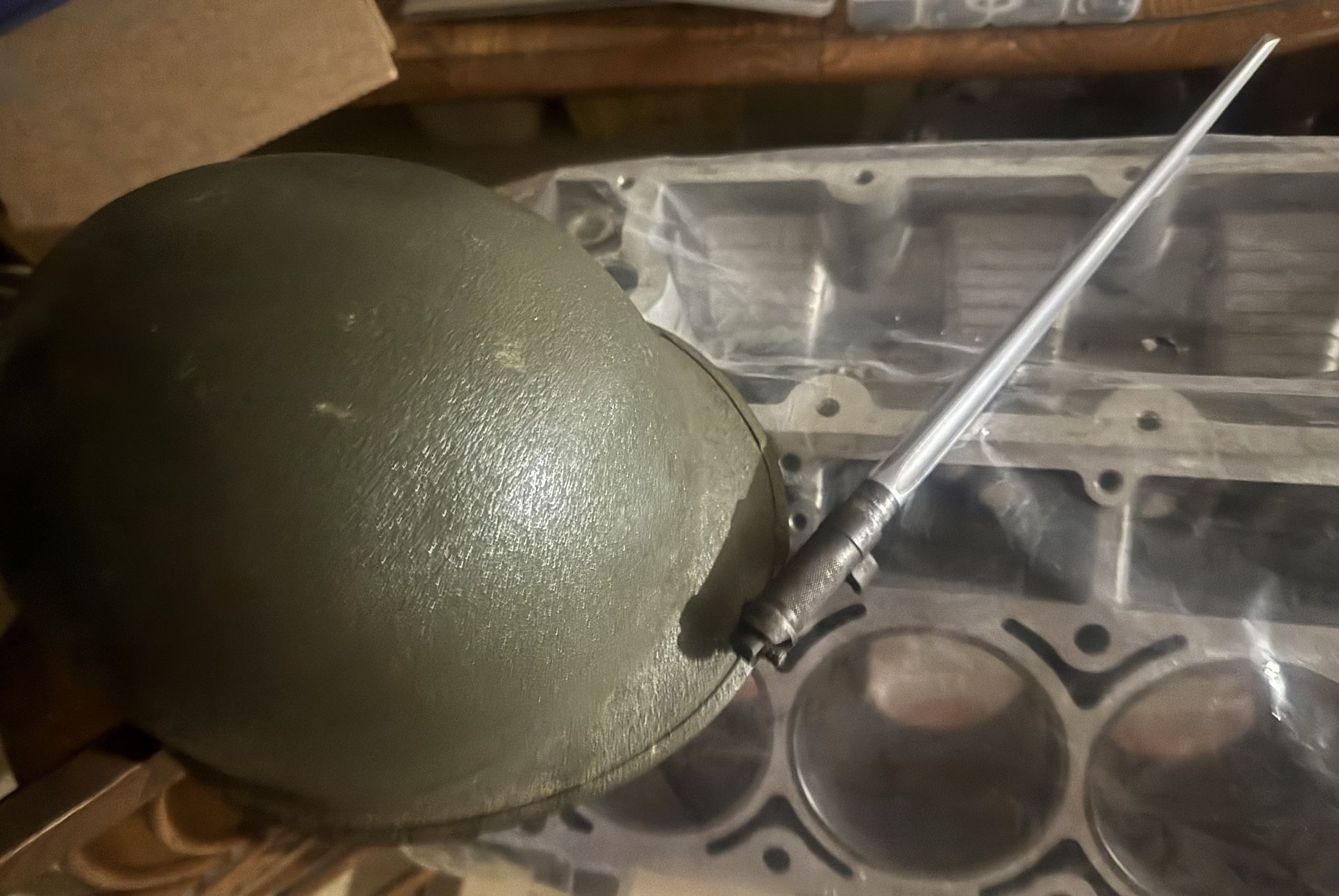 german ww2 authenic helmet and bayonet