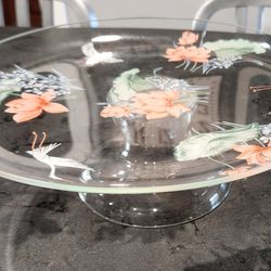 1950's Vintage Crane and Lotus Cake Stand and Platter.