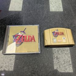N64 Gold Zelda Ocarina Of Time Game With CD Soundtrack 