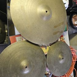 3 Vintage Zildjian Avedis Cymbals 22, 16, 14