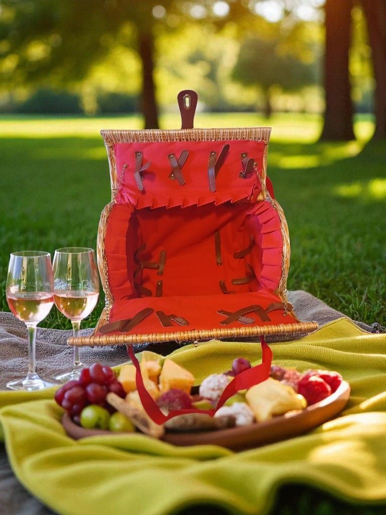 Cesta De Picnic De Vino Y Quesos