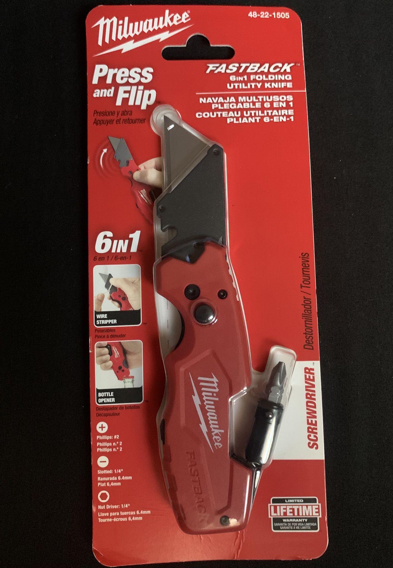 Milwaukee Utility Knife 6-in-1 Fastback. Screwdriver