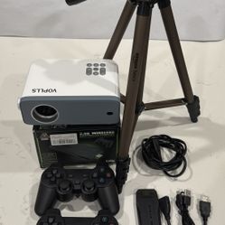VOPLLS Projector With Game Stick/ tripod  LOT