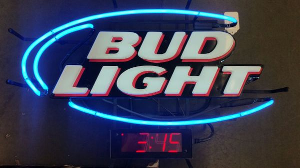 Bud Light Neoyen Sign And Clock 28 Long By 17 5 High For In Open In The Appcontinue To Mobile Website