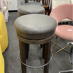 Assembled Set of 2 of 30" Wood Backless Swivel Barstool