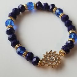 Blue Beaded Charm Bracelet 