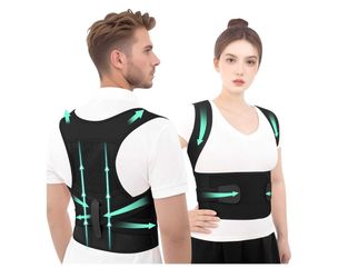 Back Corrector Brace Adjustable Reduce Back Pain Size Large Black