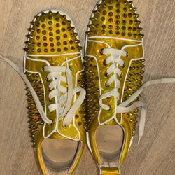 Christian Louboutin Gold Spike Stud Sneakers – Designer Statement Shoes