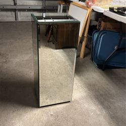 Mirrored Pedestal Table 30” Tall 12” Square