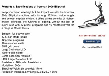 Ironman 500e elliptical hotsell
