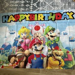 mario bros birthday banner