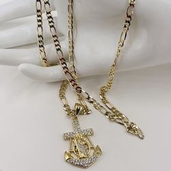 San Judas Ancla Incluye Cadena Baño Oró Italiano 18k/Saint Jude Anchor Neklace