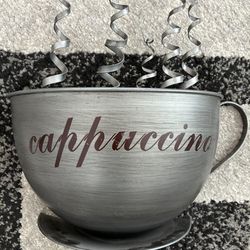 Large Metal Coffee Cup Wall Sculpture