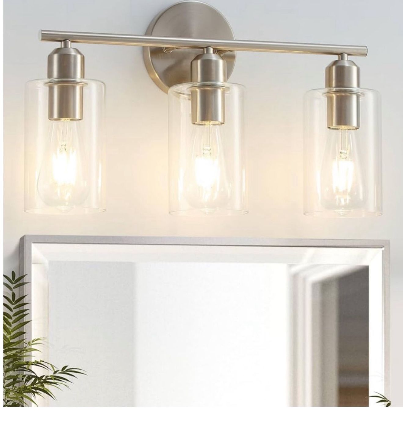 3-Light Bathroom Light Fixture Brushed Nickel