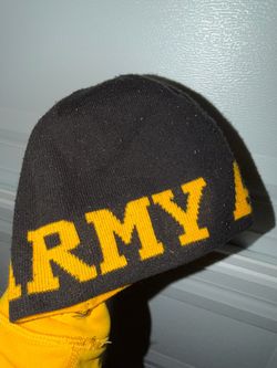 Army Knit Beanie Hat Black and Gold