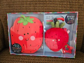 Cutie fruitless gift set strawberry stroller toy and tactile board book new