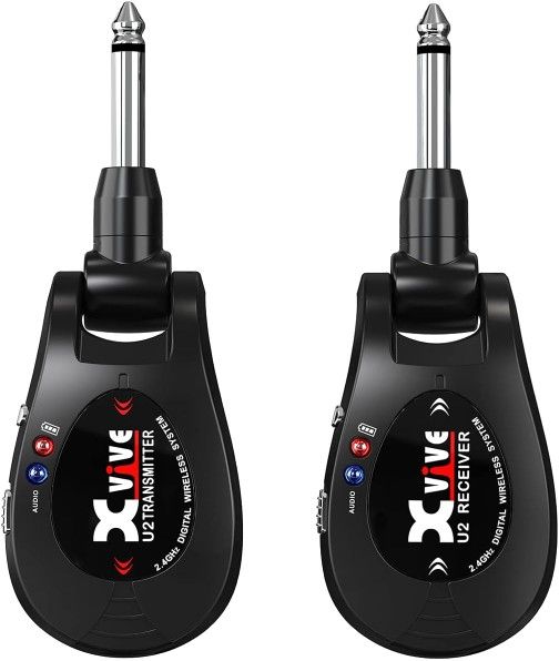Xvive U2 Guitar Wireless System with Transmitter and Receiver for Electric Guitars, Bass, Violin (Black)