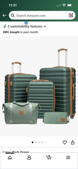 Coolife Suitcase  (Dark Green, 5 piece set)