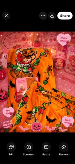 Halloween strawberry shortcake throw