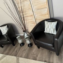 2 Faux Leather Accent Chairs Like New