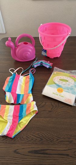 Girls size 4 swim suit and water toy bundle for summer