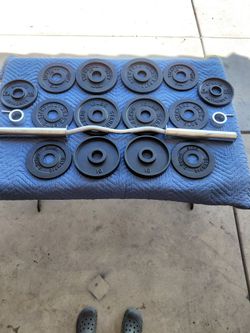 100lbs Olympic Weights with FREE CURL BAR