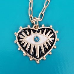 Camille Boutique Heart Evil Eye Necklace 