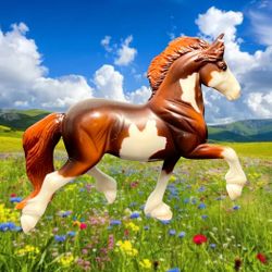 Breyer 1990s Stablemates Liver Chestnut Pinto Friesian Model Horse 59197, 3.25”