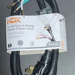 HDX6 ft. 6/4 50 Amp 4-Prong Range Power Cord, Black
