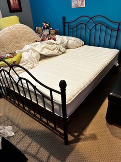 Queen Metal Bedframe with Mattress CLEAN $100
