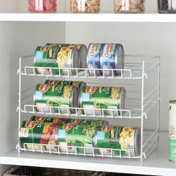 New White 3-Tier Wire Can Organizer Rack