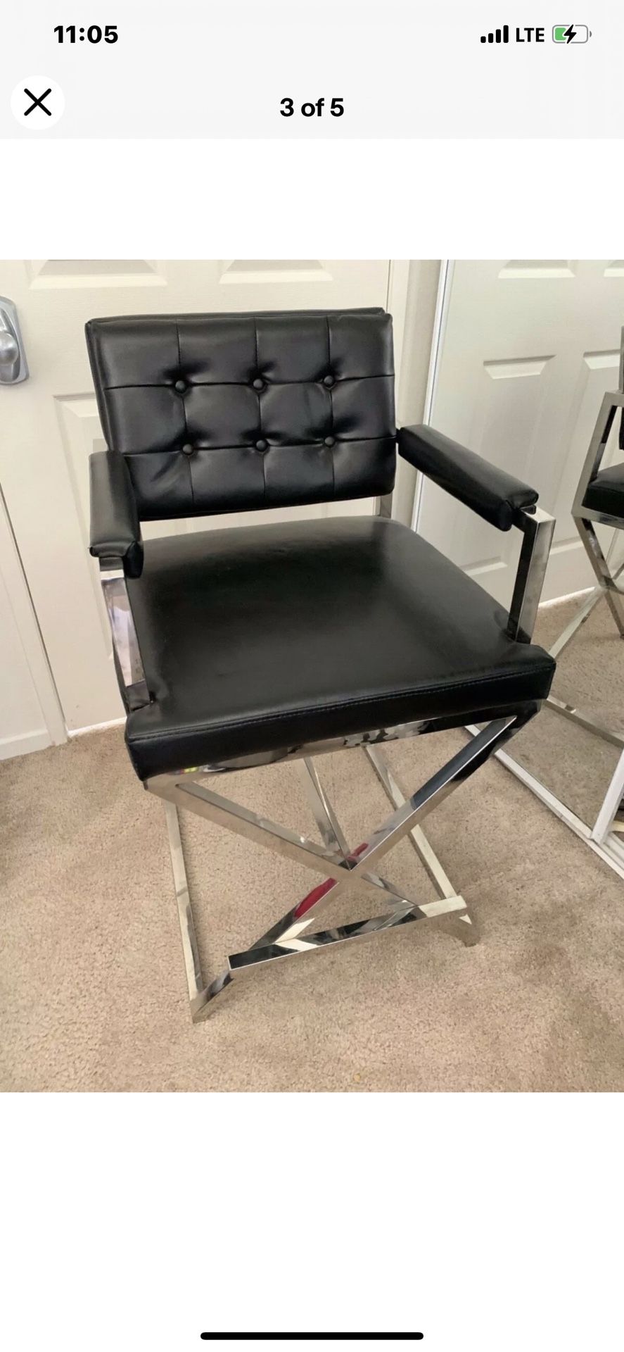 One Black Leather Directors Chair Z Gallery Chrome 