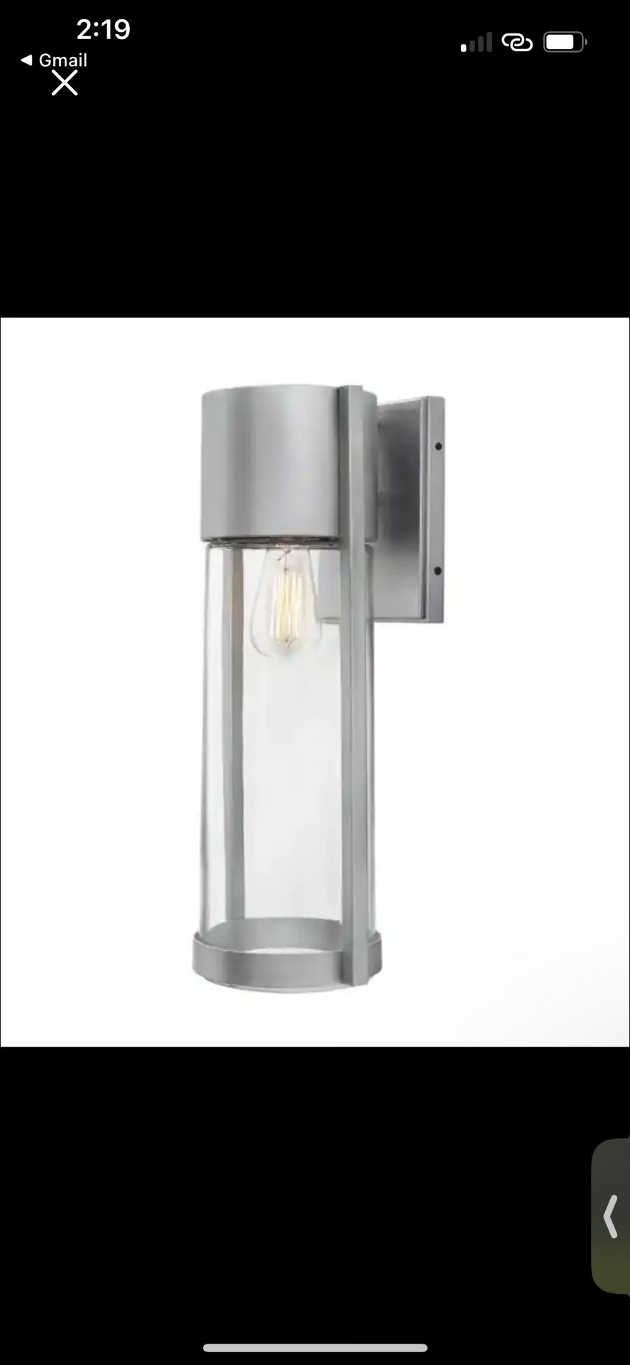 Kempster 14 in. Modern 1-Light Brushed Nickel Modern Outdoor Wall Cylinder Light with Clear Glass.